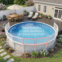 Blue Wave Above Ground Pool Fence Add-On Kit C, 2 Sections, White, NE147