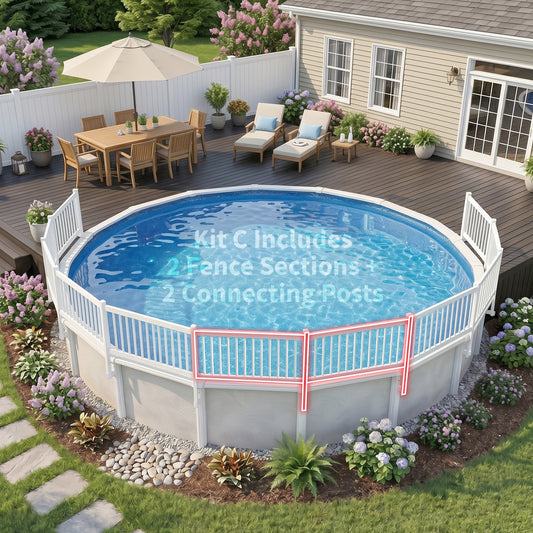 Blue Wave Above Ground Pool Fence Add-On Kit C, 2 Sections, White, NE147