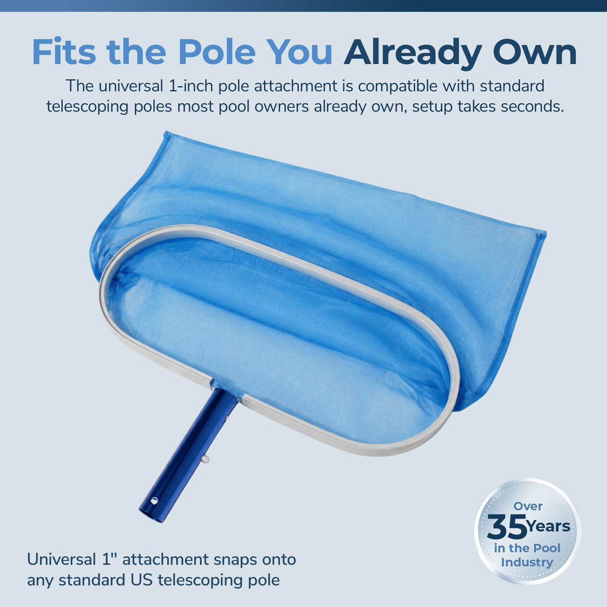 Aluminum Deep Pool Bag Rake with Chemical-Resistant Mesh, feature detail (image 7)