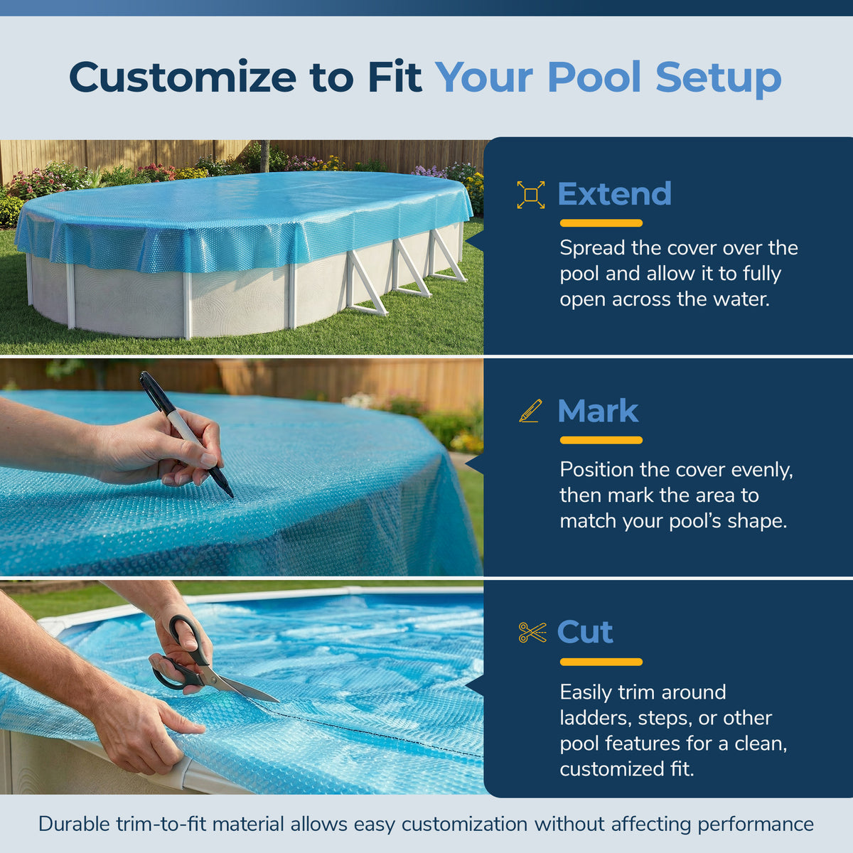 Blue Wave 18' x 12' Oval 8 Mil Blue Solar Cover for Above Ground Pools, feature detail (image 5)