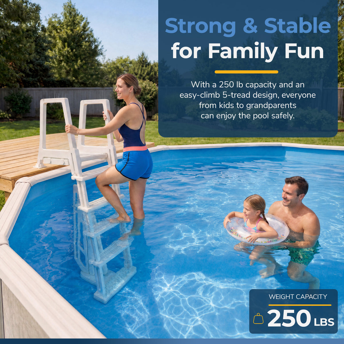 Heavy Duty In-Pool Ladder for Above Ground Pools, feature detail (image 5)
