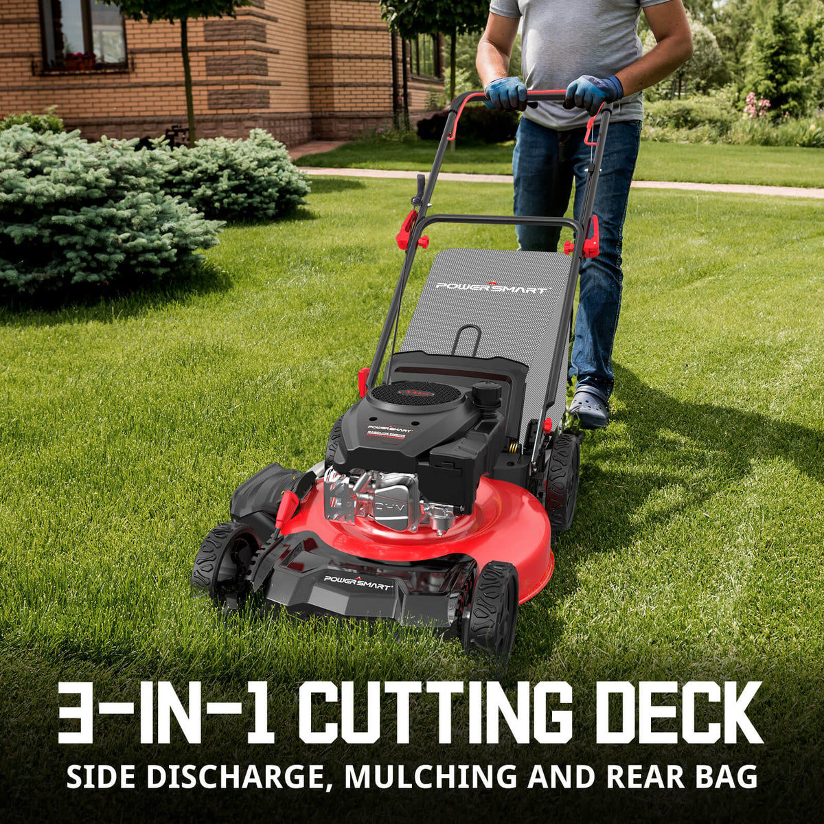 21" 144cc Gas Push 3-in-1 Lawn Mower & String Trimmer Combo Kit DB8621P+PS4532