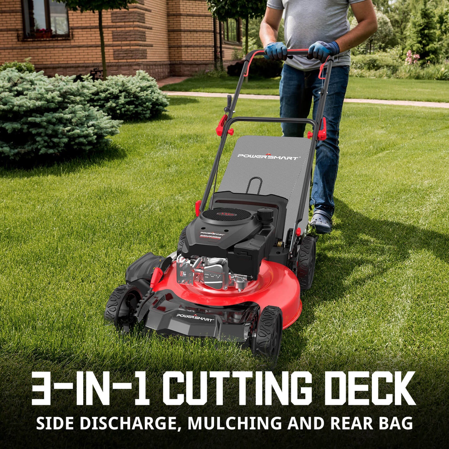 21" 144cc Gas Push 3-in-1 Lawn Mower & String Trimmer Combo Kit DB8621P+PS4532
