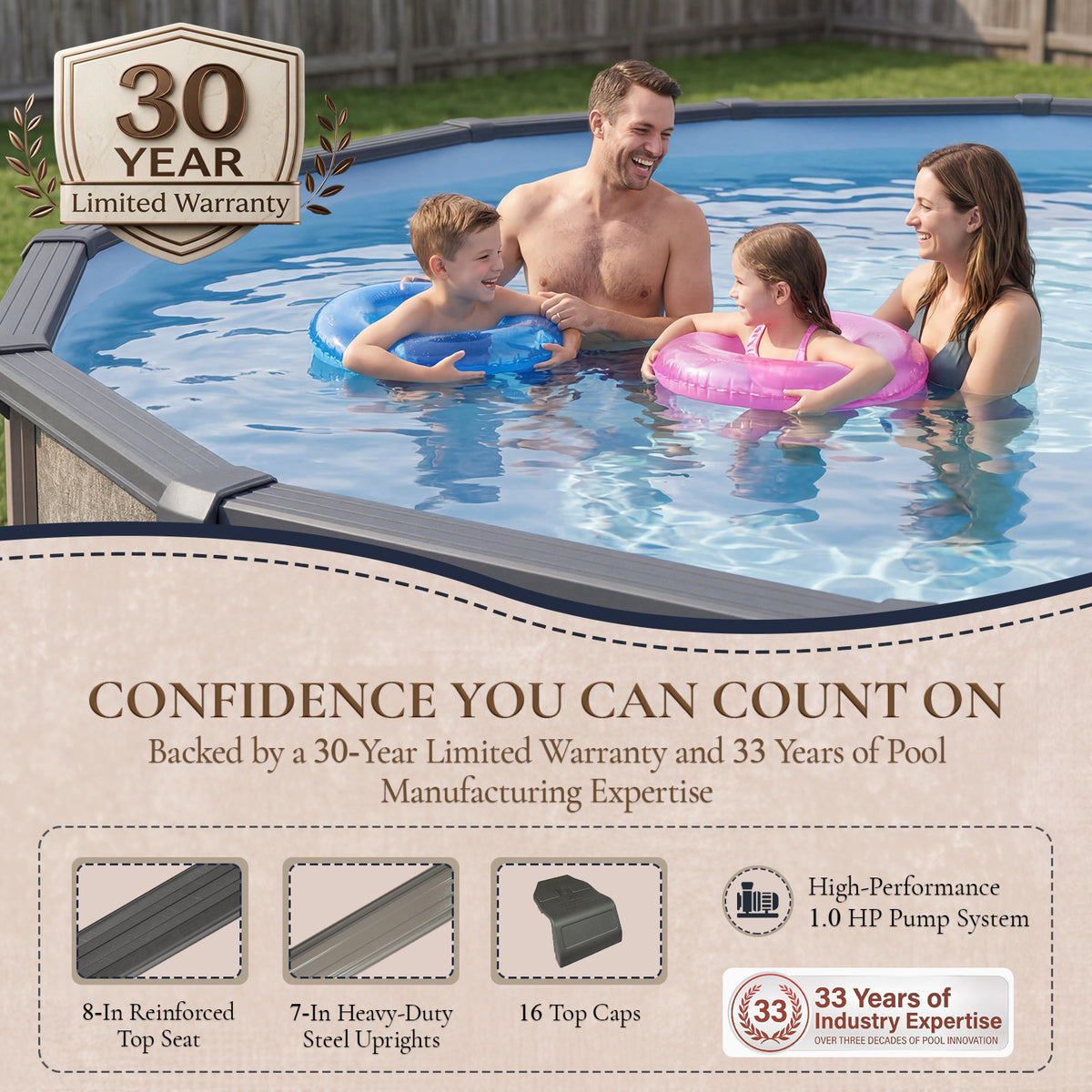 Riviera 18' Round above-ground pool package, feature detail (image 6)