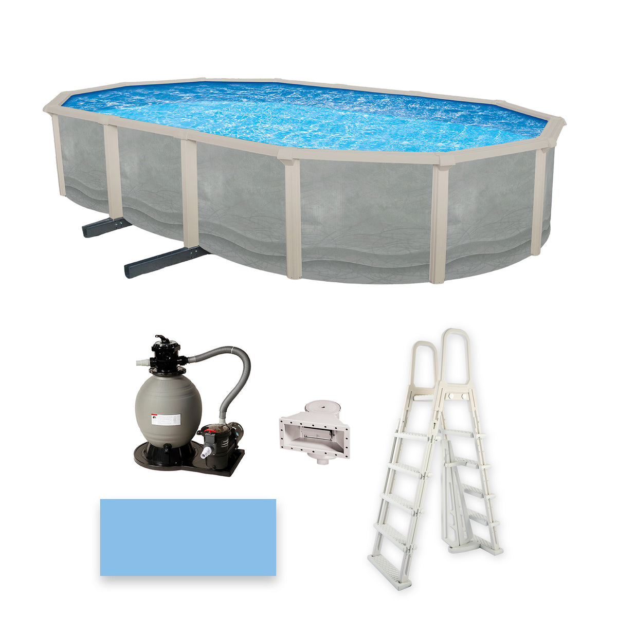 30' x 15' Oval Resin Above-Ground Pool Package with 52" Steel Wall | Trinity | 30-Year Warranty