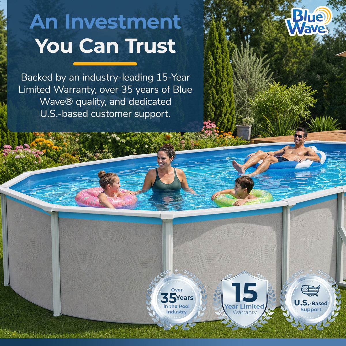 Solid Blue pool liner, 41' x 21' Oval, feature detail (image 6)