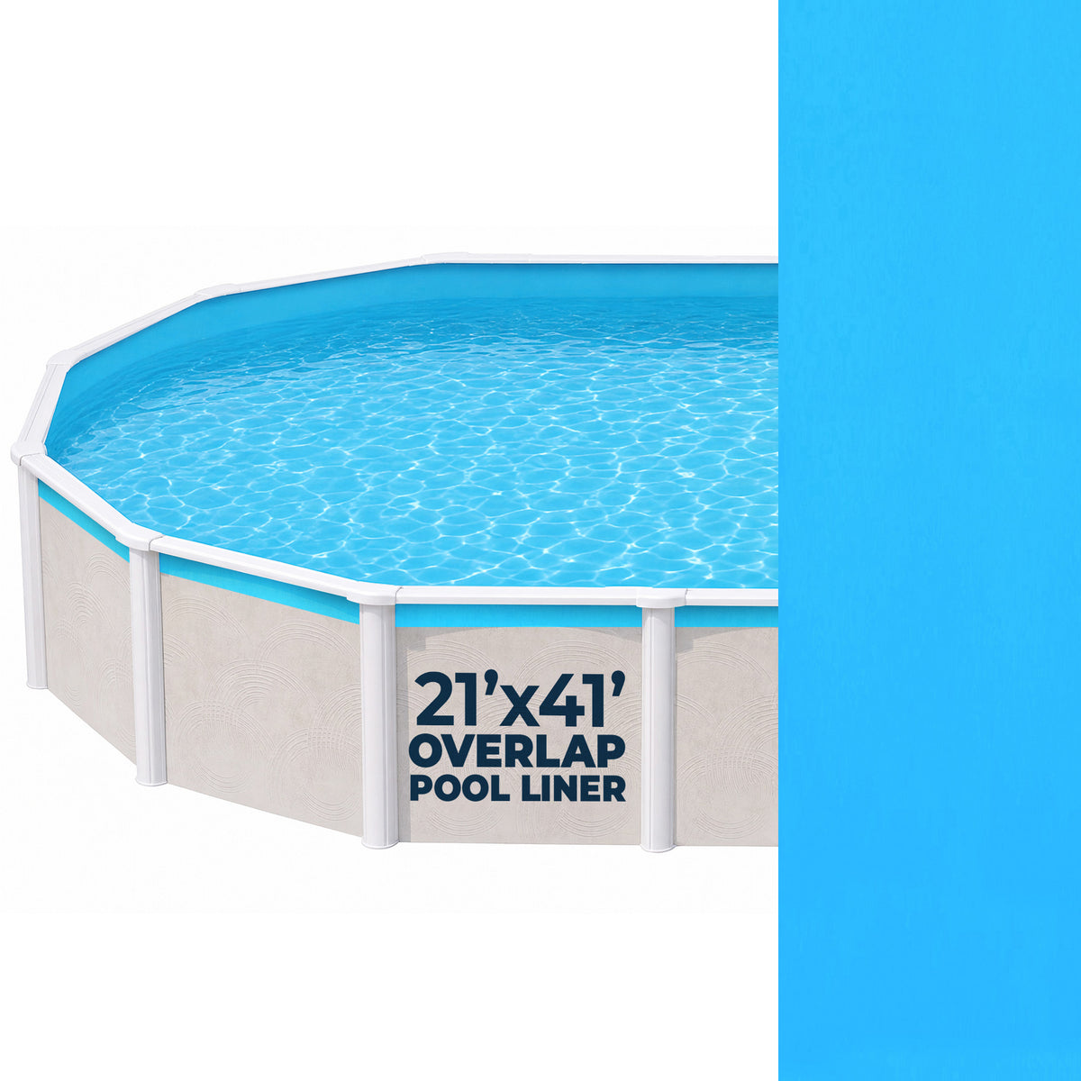 41' x 21' Oval Solid Blue 13 Mil Overlap Pool Liner (NL334-20)