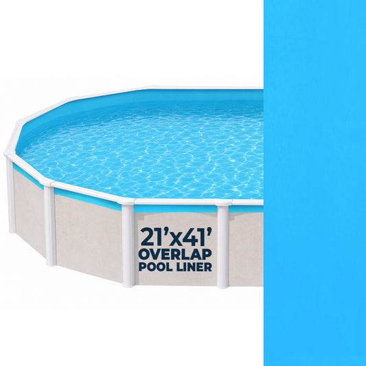 41' x 21' Oval Solid Blue 13 Mil Overlap Pool Liner (NL334-20)