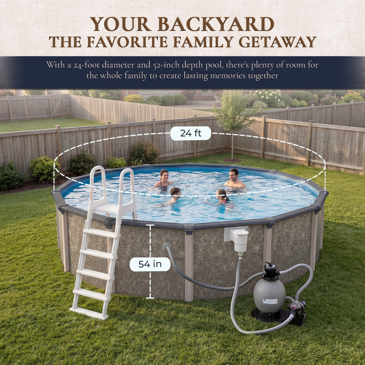Riviera 24' Round above-ground pool package, feature detail (image 3)