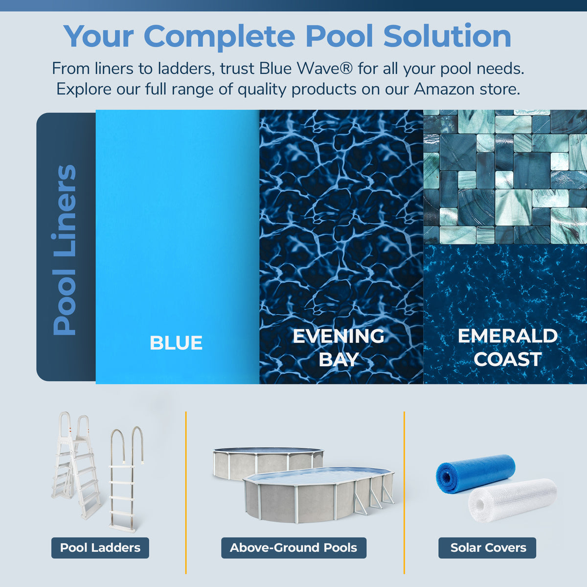 Solid Blue pool liner, 18' Round, feature detail (image 7)