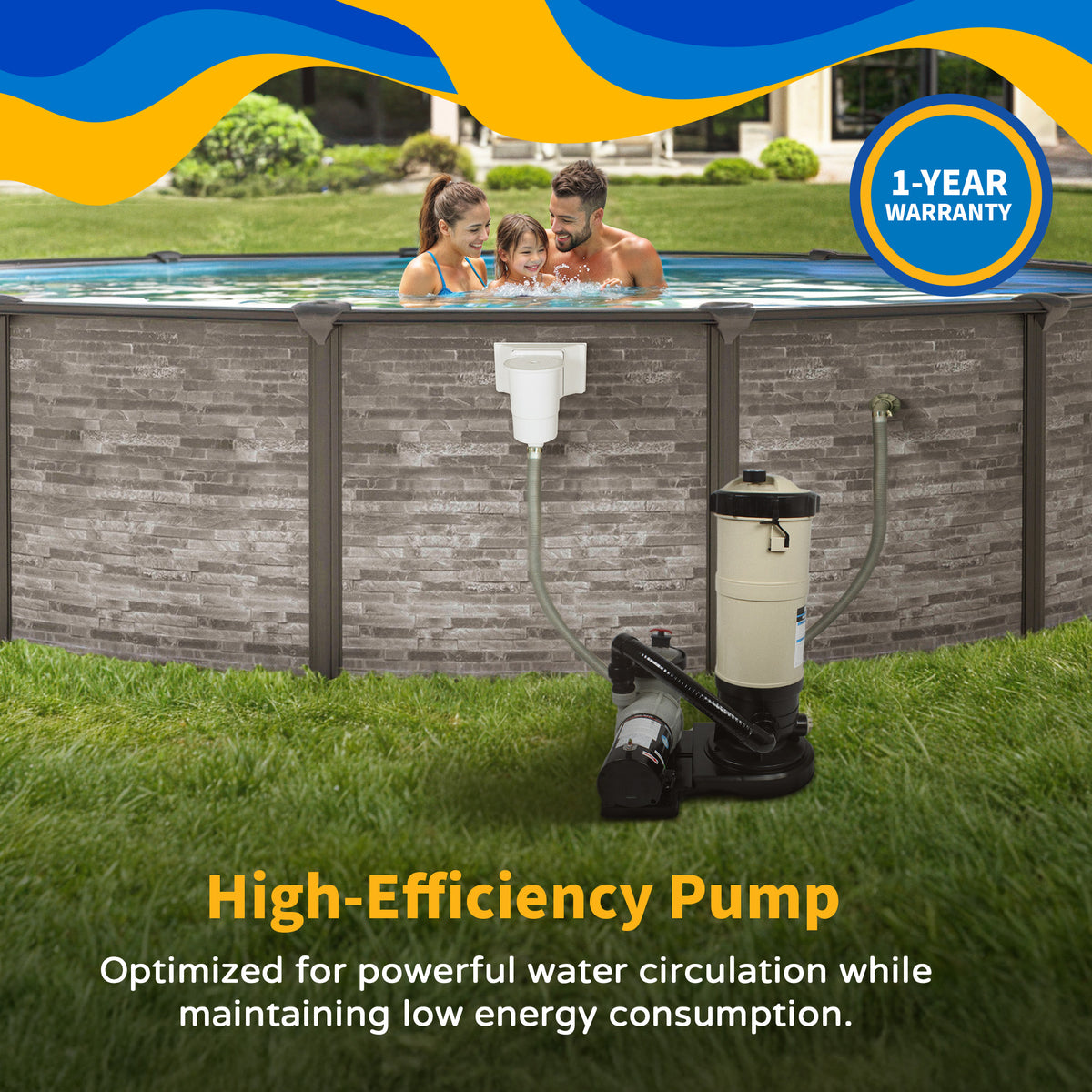 FlowExtreme 90 SF Cartridge Filter System with 1 HP Pump for Above Ground Pools, feature detail (image 5)