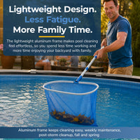 Aluminum Deep Pool Bag Rake with Chemical-Resistant Mesh, feature detail (image 6)