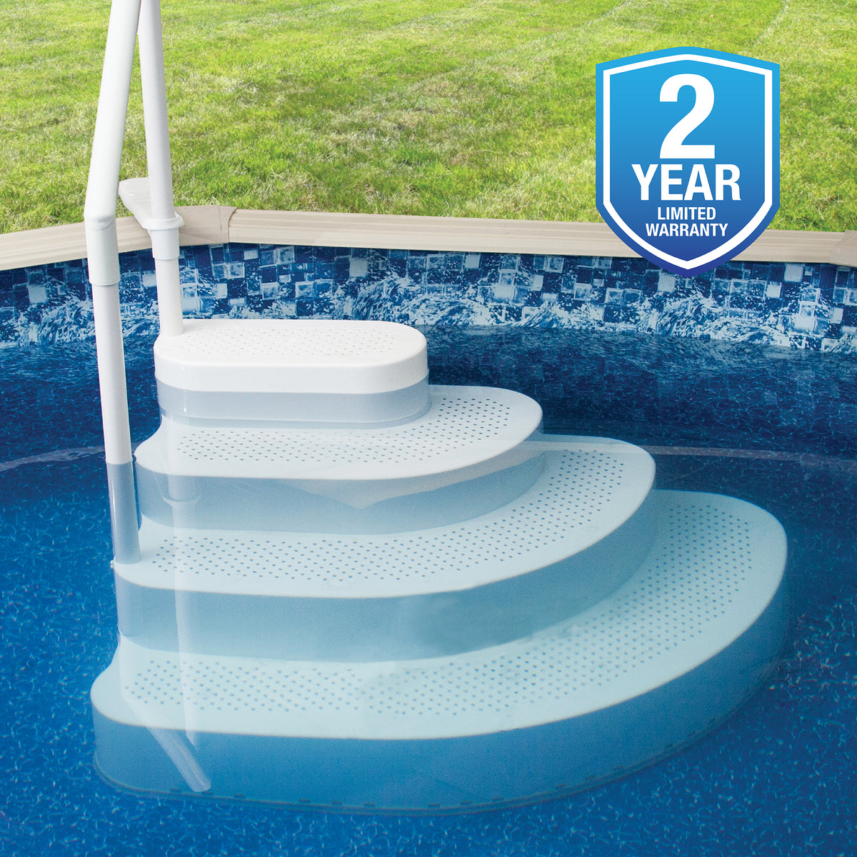 Wedding Cake Above Ground Pool Step w/ Liner Pad, feature detail (image 6)