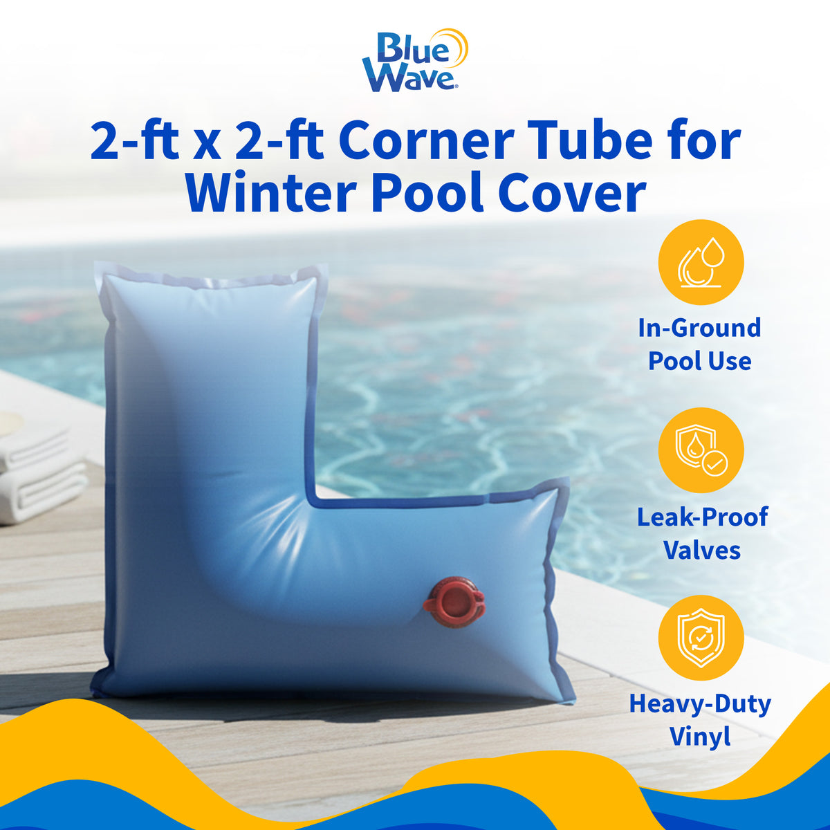 Blue Wave 2' x 2' Corner Water Tube for In Ground Winter Covers, feature detail (image 2)