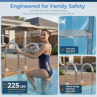 Premium Stainless Steel In-Pool Ladder for Above Ground Pools, feature detail (image 2)