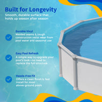 Solid Blue pool liner, 8' Round, feature detail (image 6)