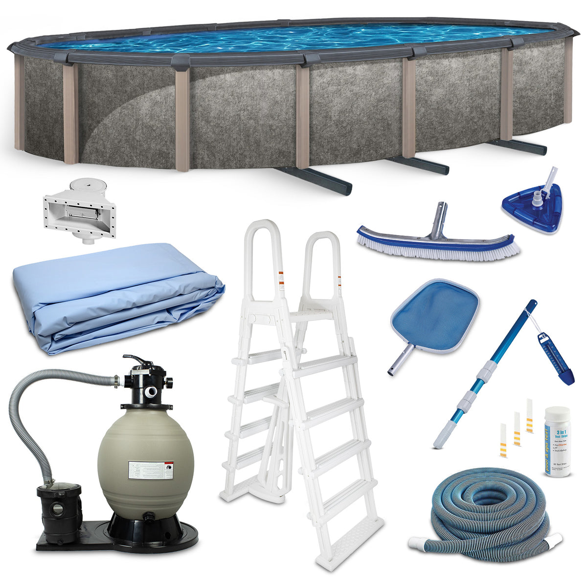 30' x 15' Oval Hybrid Above-Ground Pool Package with 54" Steel Wall | Riviera | 30-Year Warranty