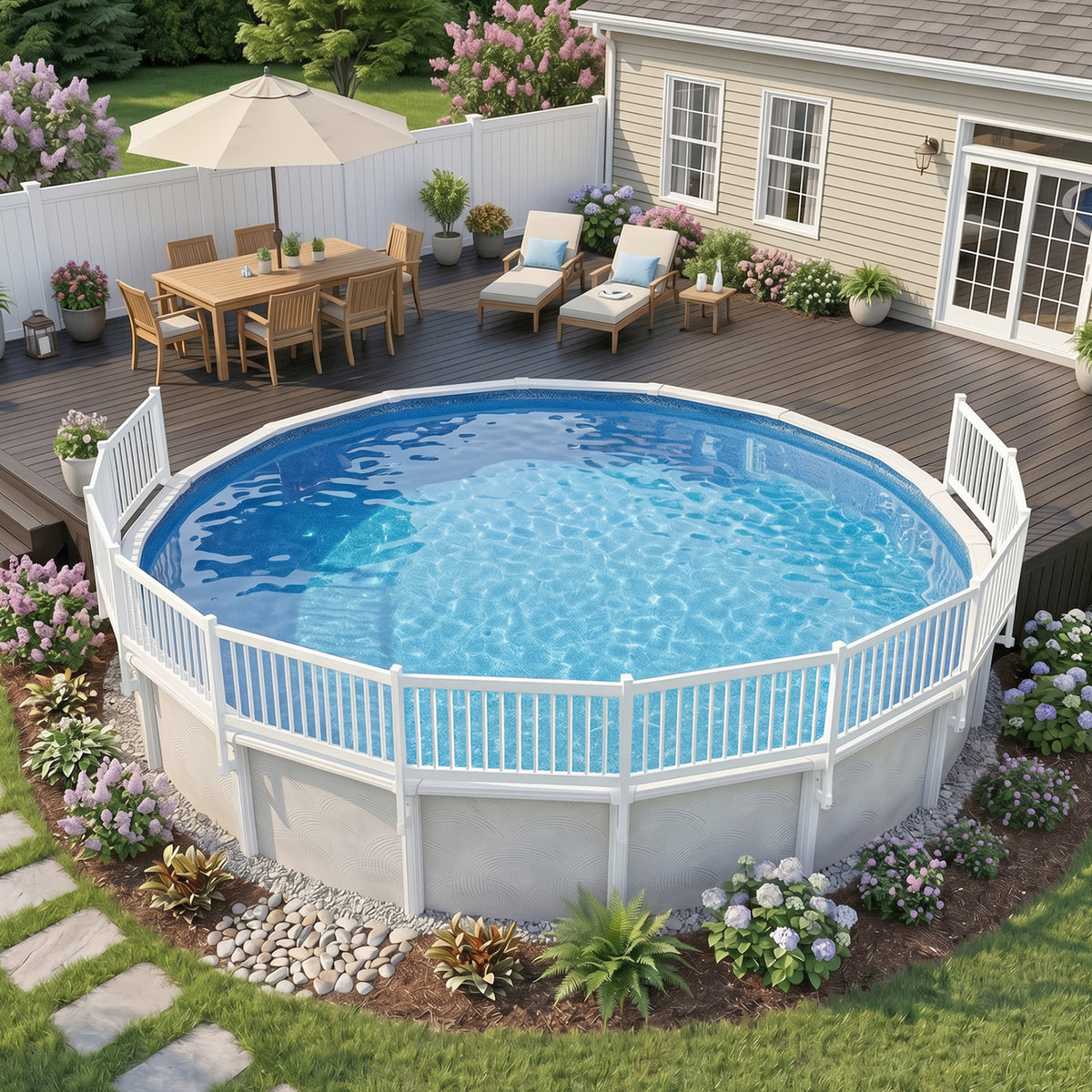 Blue Wave Above Ground Pool Fence Base Kit A, 8 Sections, White, NE145
