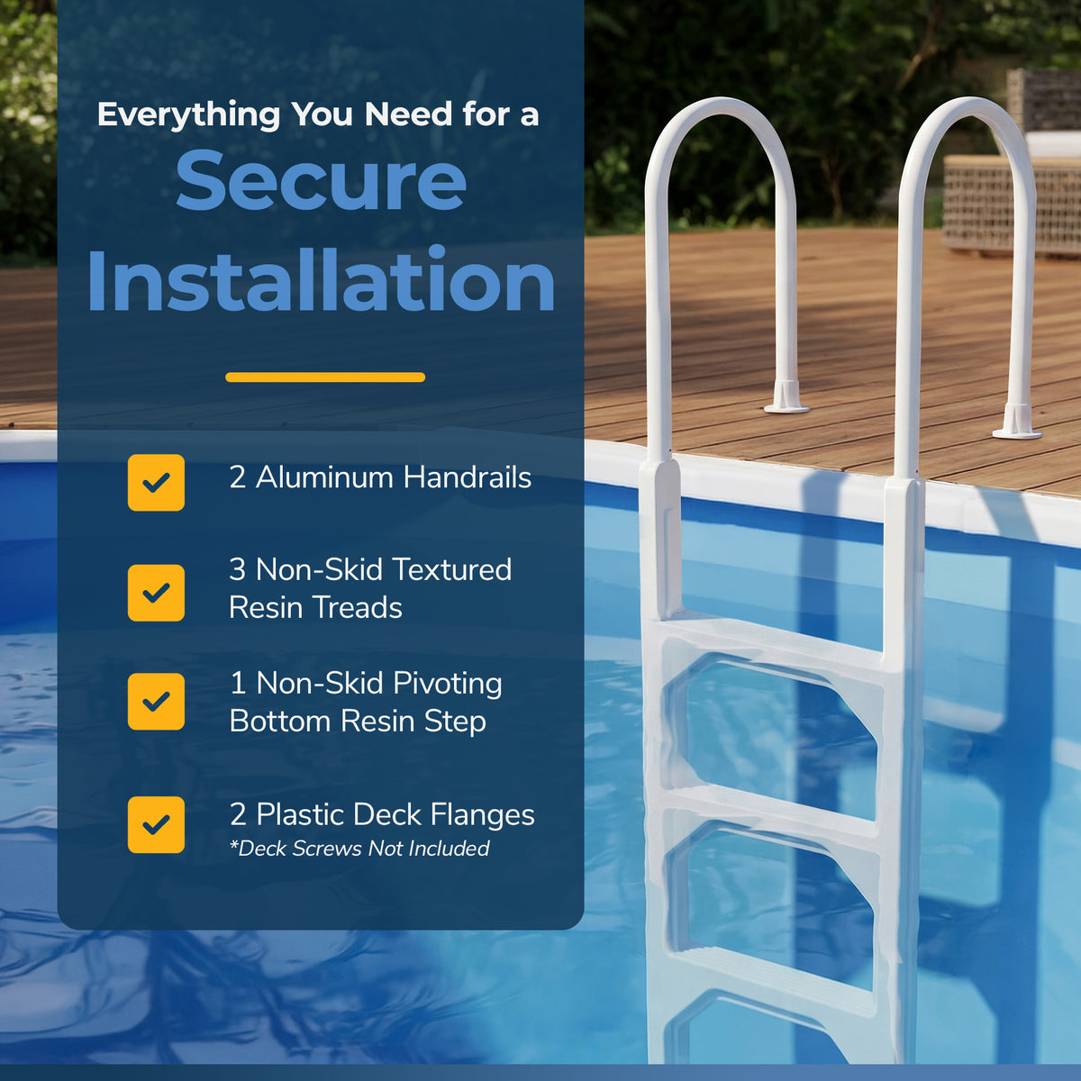 Aluminum/Resin In-Pool Ladder for Above Ground Pools, feature detail (image 6)