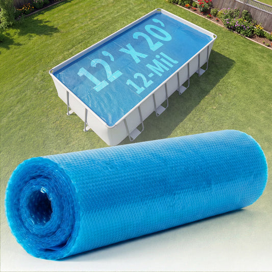 Blue Wave 12' x 20' Rectangle 12 Mil Blue Solar Cover for In-Ground Pools, NS400