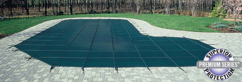 GLI Secur-A-Pool 20' x 40' Rectangle w/ 1' Offset Step Mesh Pool Safety Cover, Green