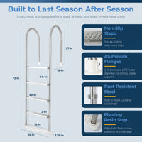 Premium Stainless Steel In-Pool Ladder for Above Ground Pools, feature detail (image 4)