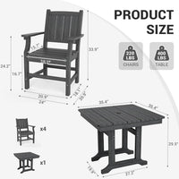 Pamapic HDPE Outdoor Dining Table and Chairs with Umbrella Hole