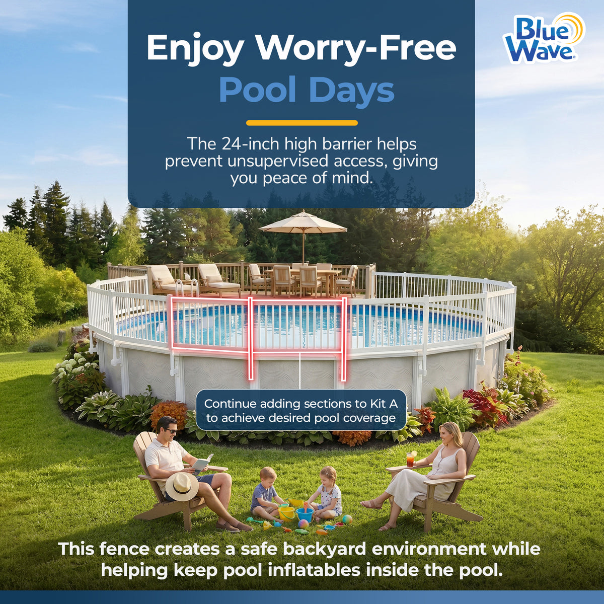 Above Ground Pool Fence Add-On Kit C (2 Sections), feature detail (image 4)