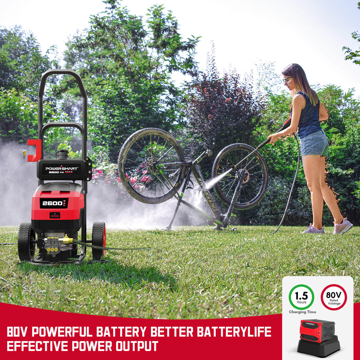 80V 2600PSI 1.2 GPM Cordless Pressure Washer HB2840