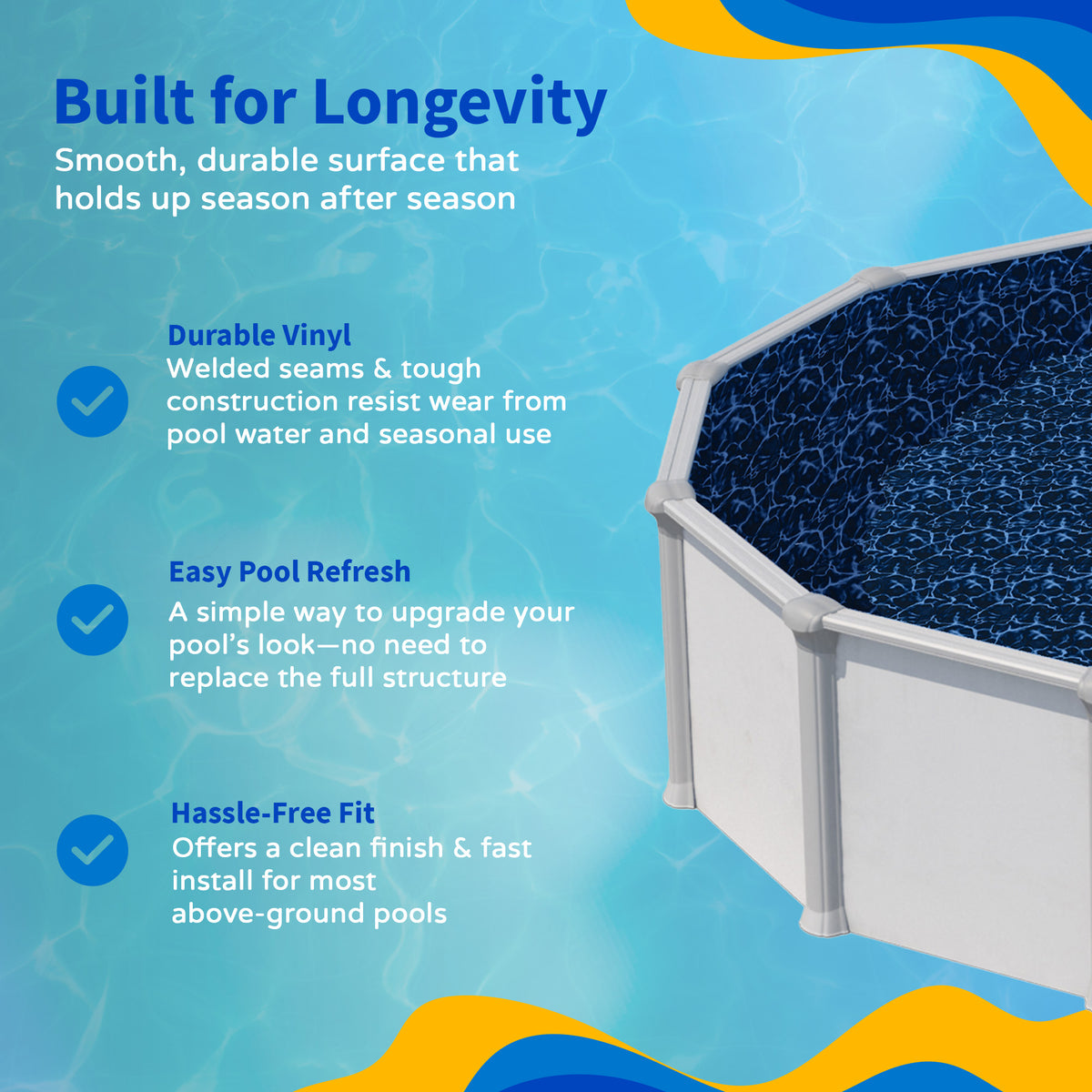 Evening Bay pool liner, 32' x 16' Oval, feature detail (image 7)