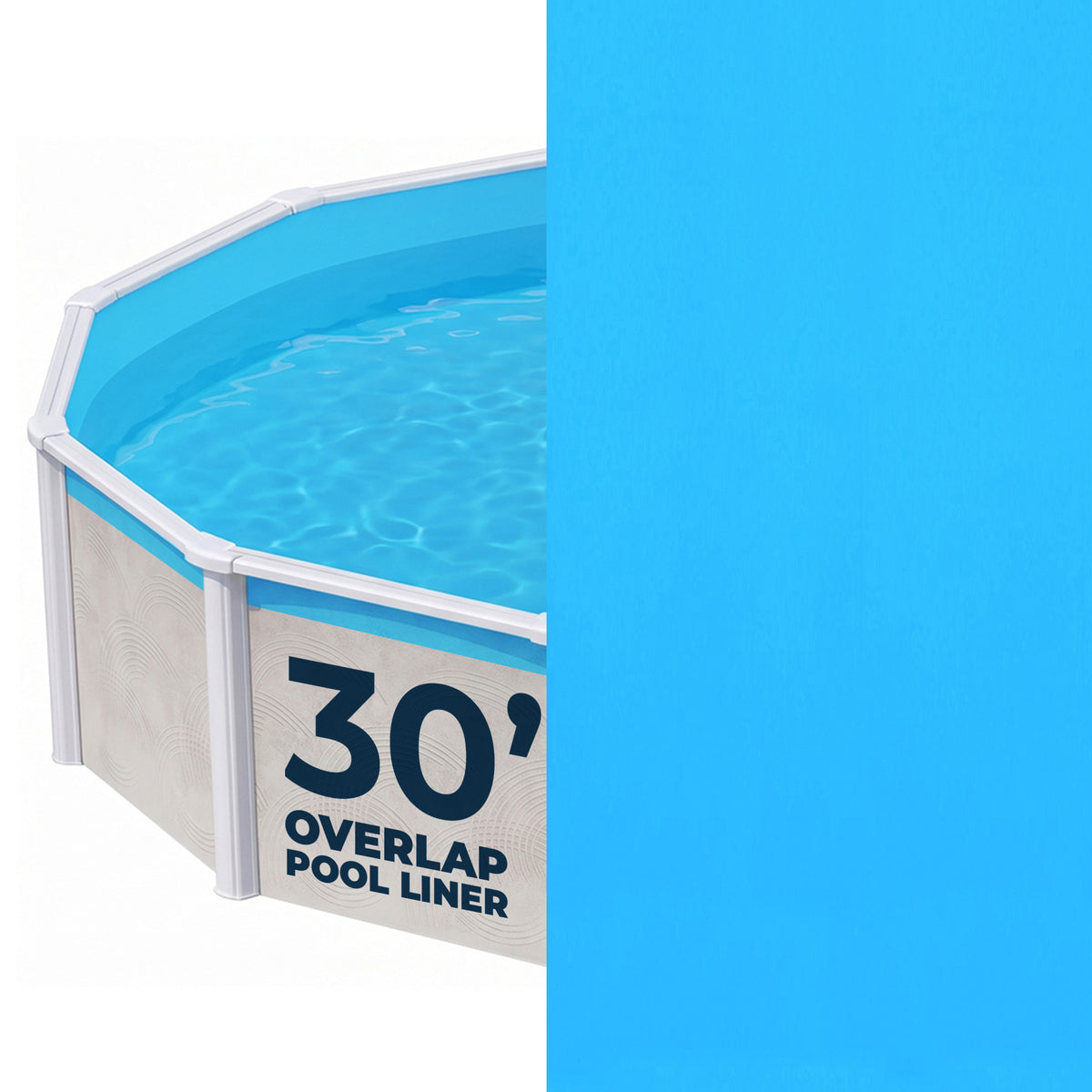 30' Round Solid Blue 13 Mil Overlap Pool Liner (NL328-20)