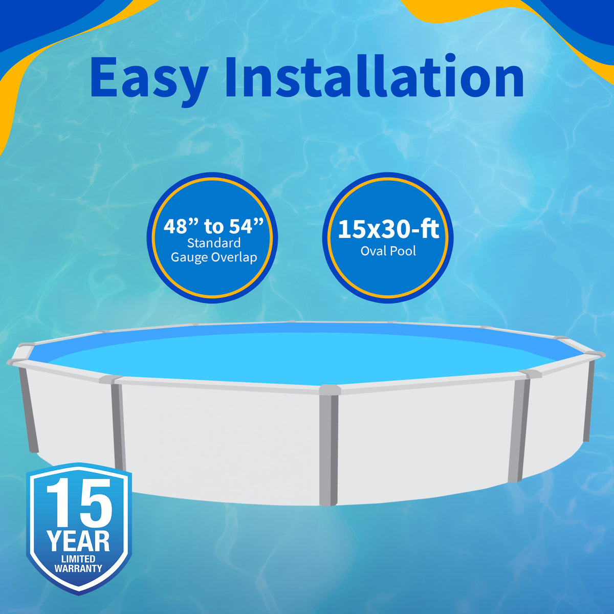 Solid Blue pool liner, 30' x 15' Oval, product image (image 3)