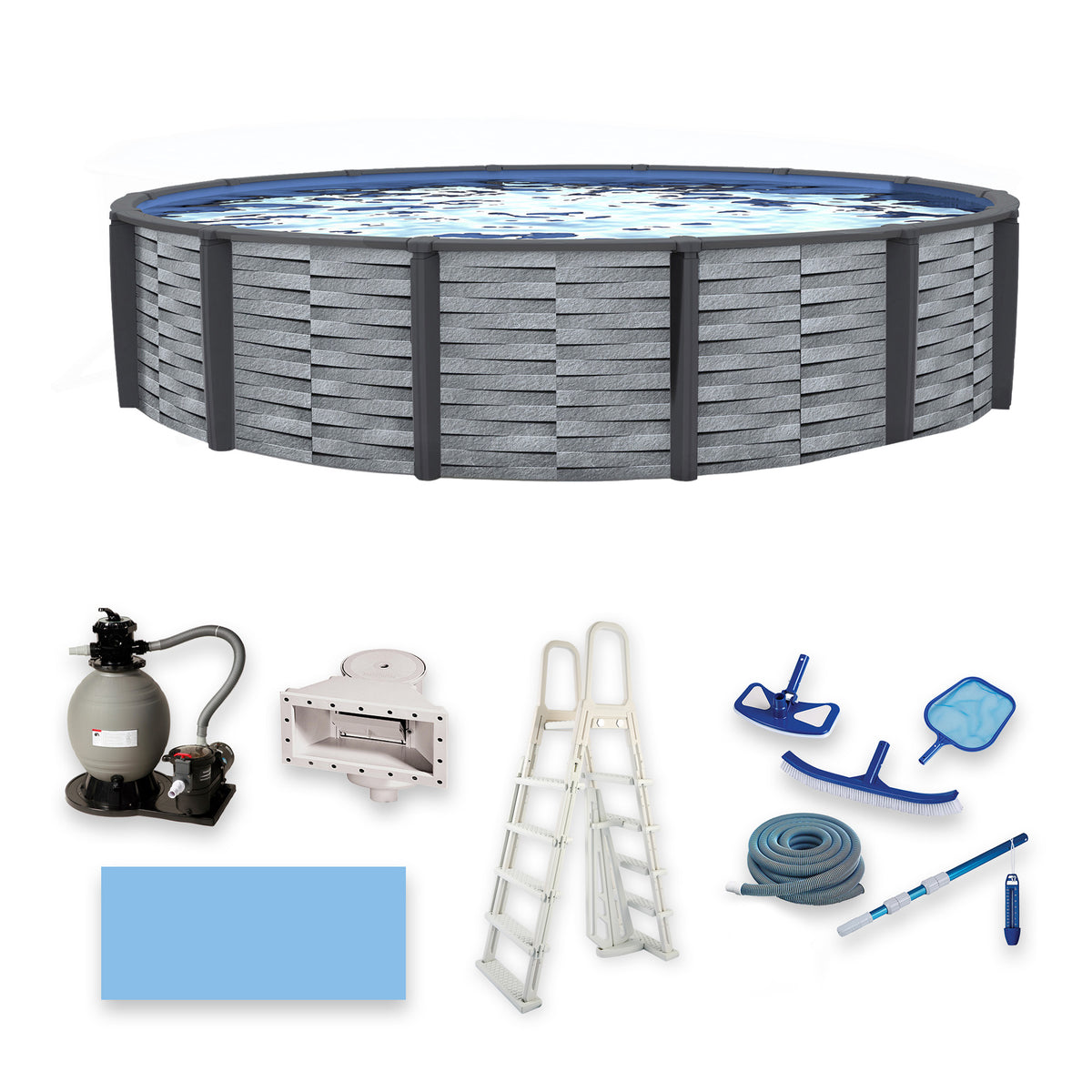 18' Round Resin Above-Ground Pool Package with 52" Steel Wall | Affinity | 30-Year Warranty