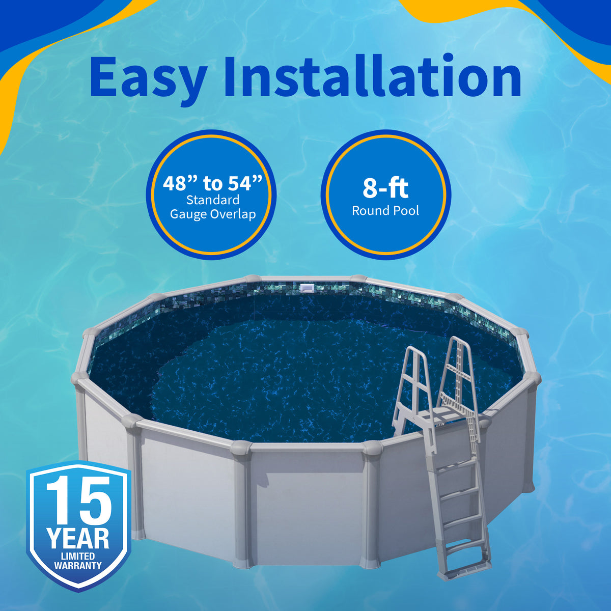 Emerald Coast pool liner, 8' Round, feature detail (image 3)