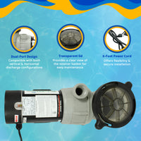 Tidal Wave Maxi II 1.5HP Above Ground Dual Speed Pool Pump, feature detail (image 4)