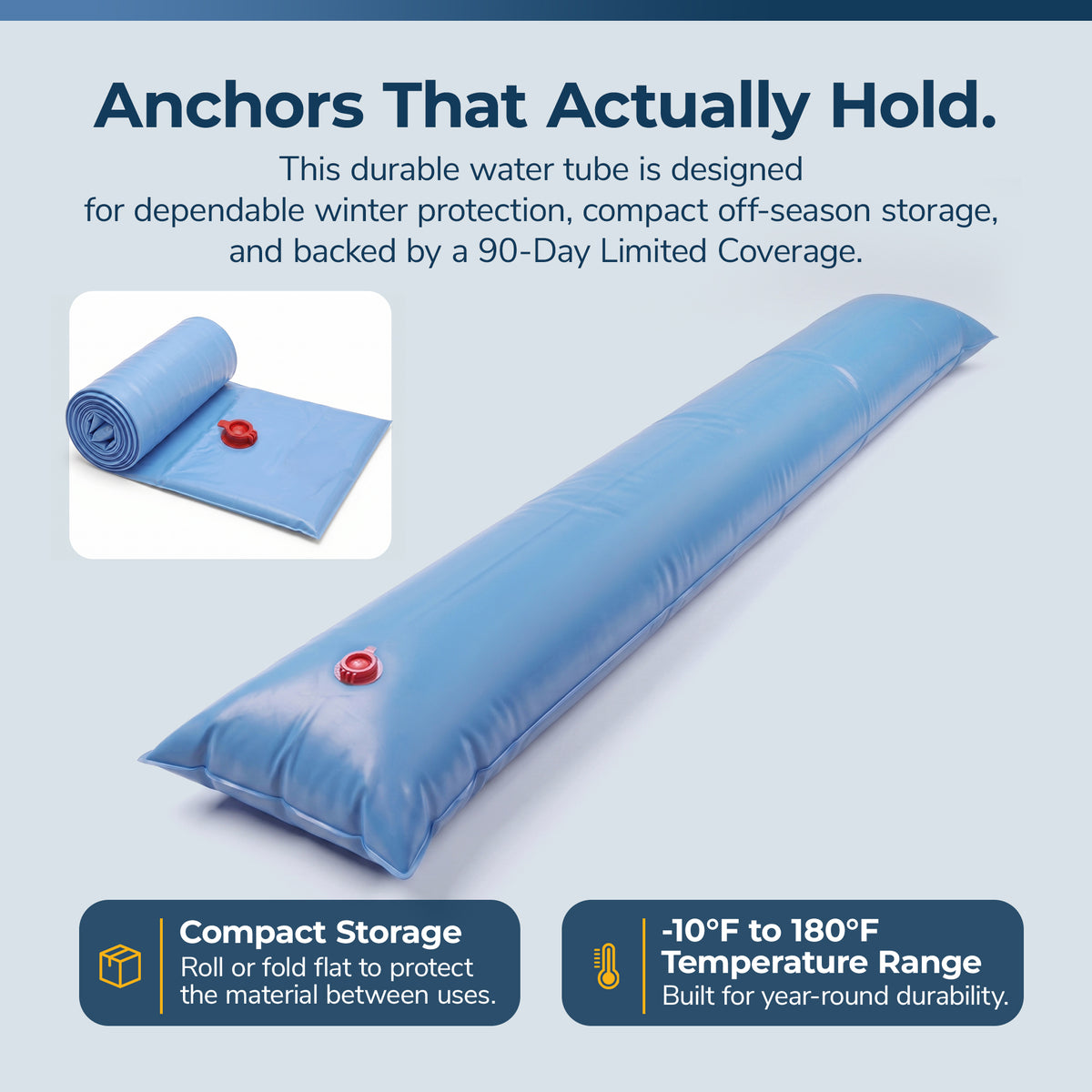 Blue Wave 8' Single Chamber Water Tube, Blue for In Ground Winter Covers, feature detail (image 7)