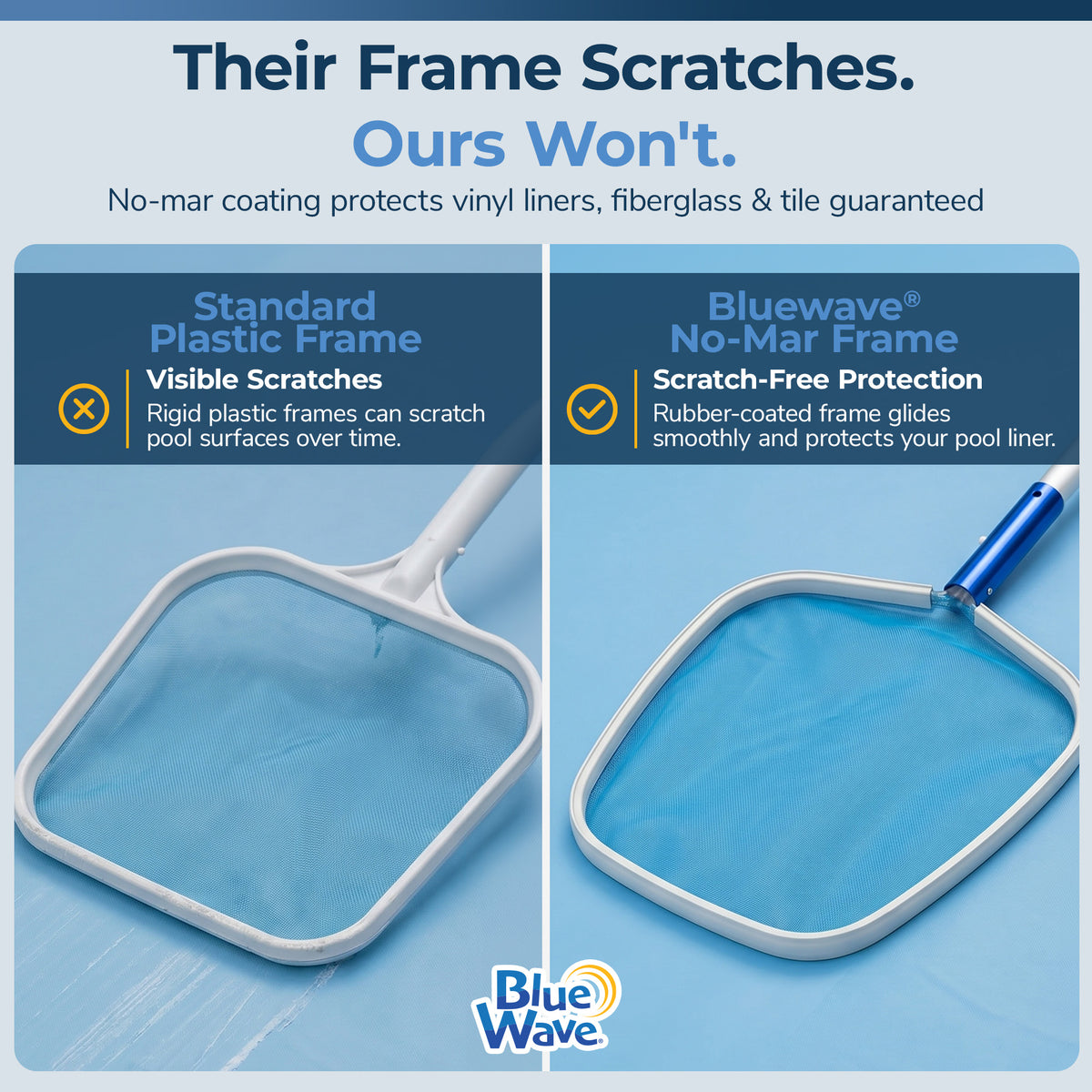 Aluminum Pool Leaf Skimmer with Durable Mesh for Swimming Pools, feature detail (image 6)