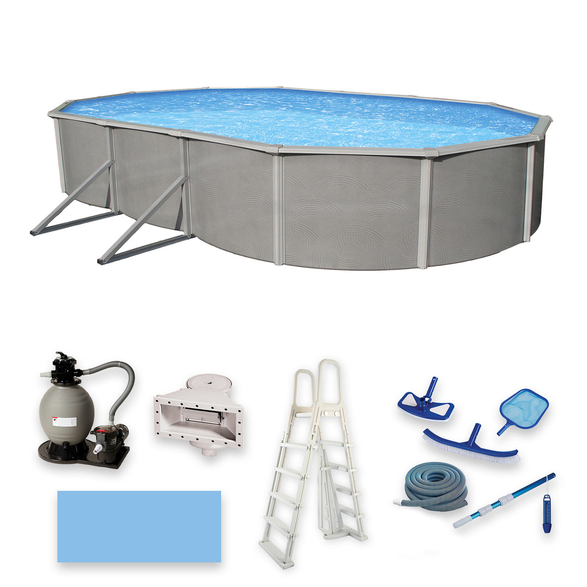 24' x 12' Oval Above-Ground Pool Package with 52" Steel Wall | Belize | 15-Year Warranty