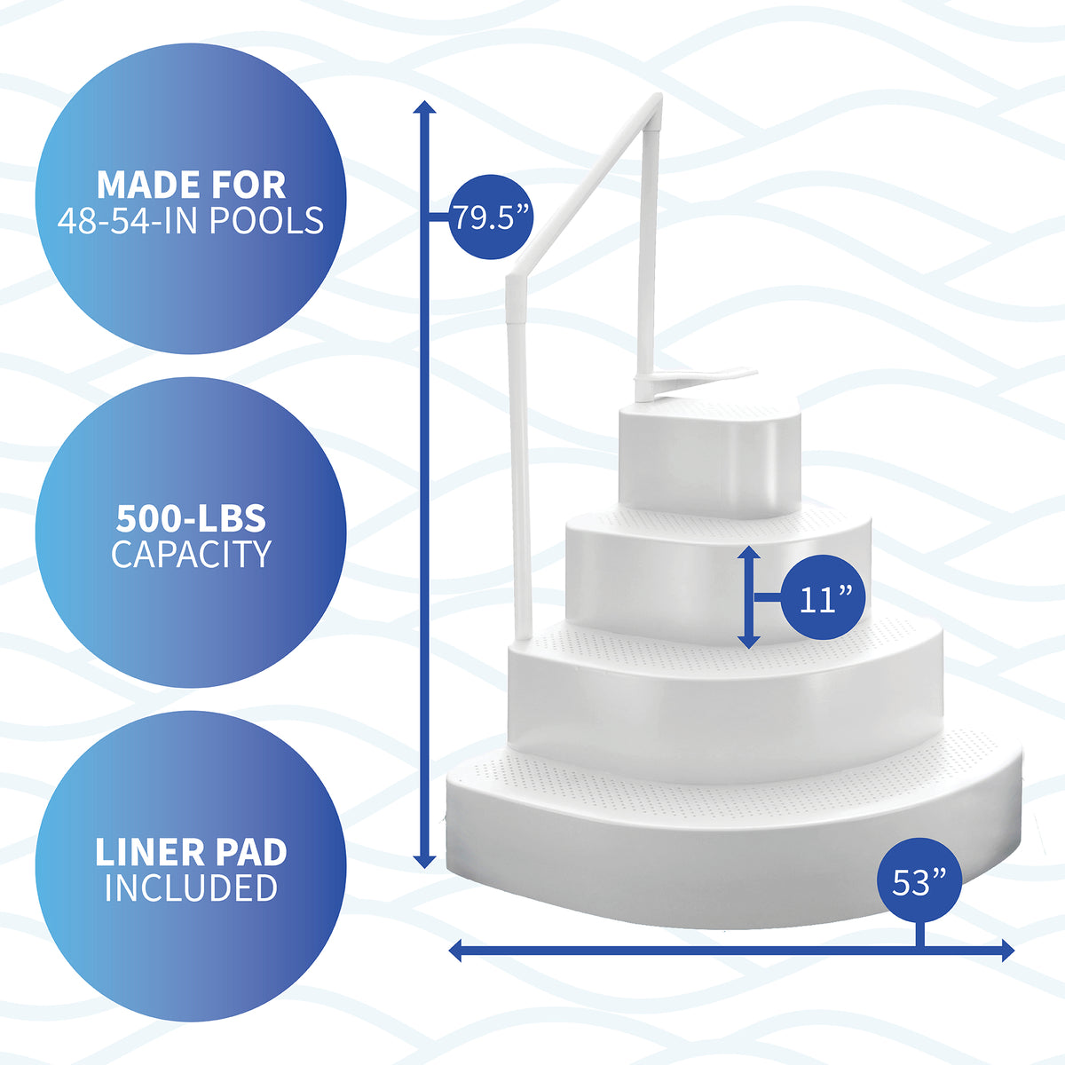Wedding Cake Above Ground Pool Step w/ Liner Pad, feature detail (image 2)
