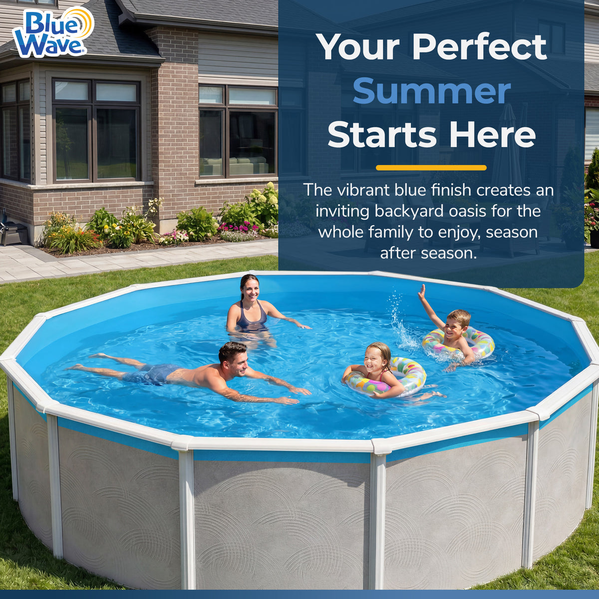 Solid Blue pool liner, 24' Round, feature detail (image 3)