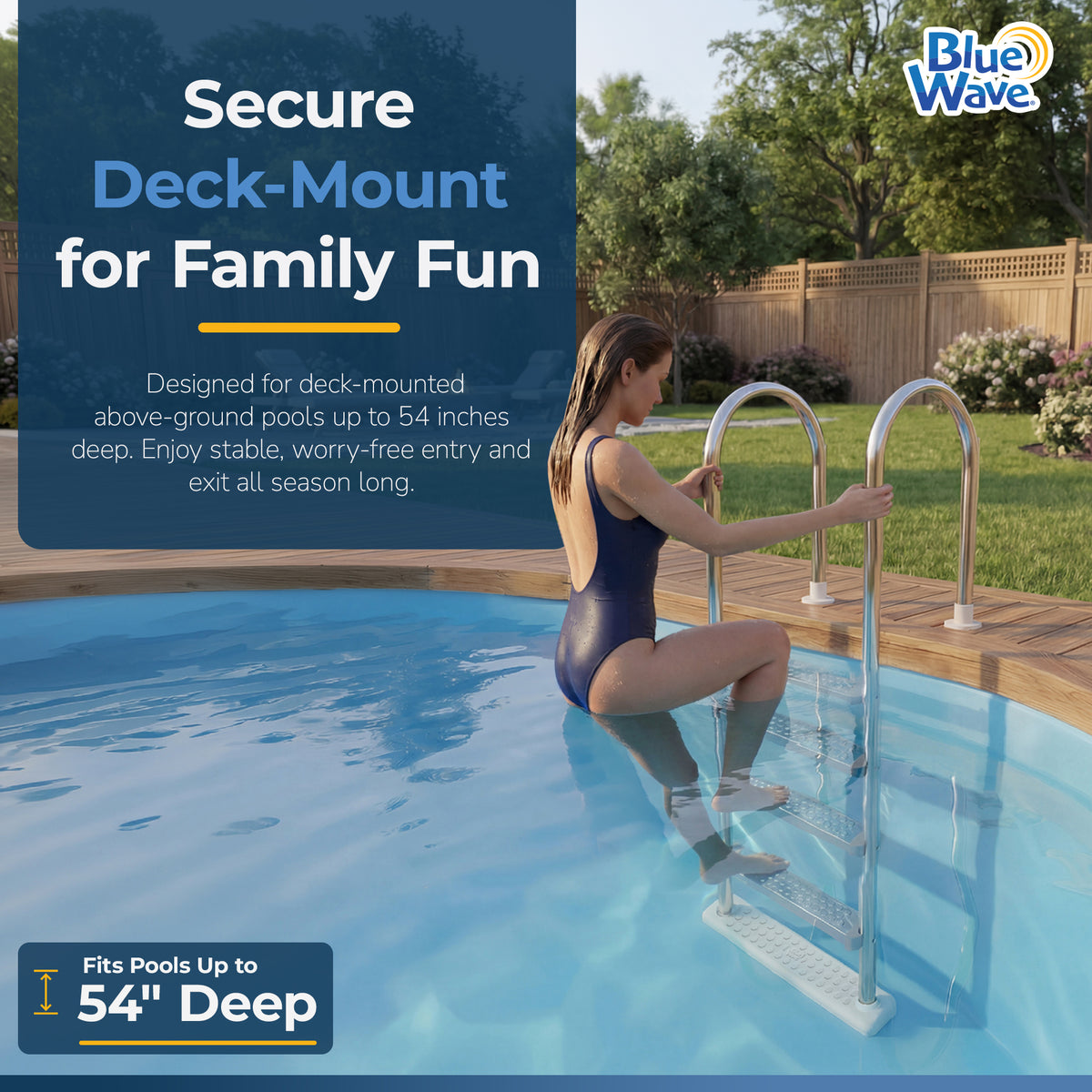 Premium Stainless Steel In-Pool Ladder for Above Ground Pools, feature detail (image 3)