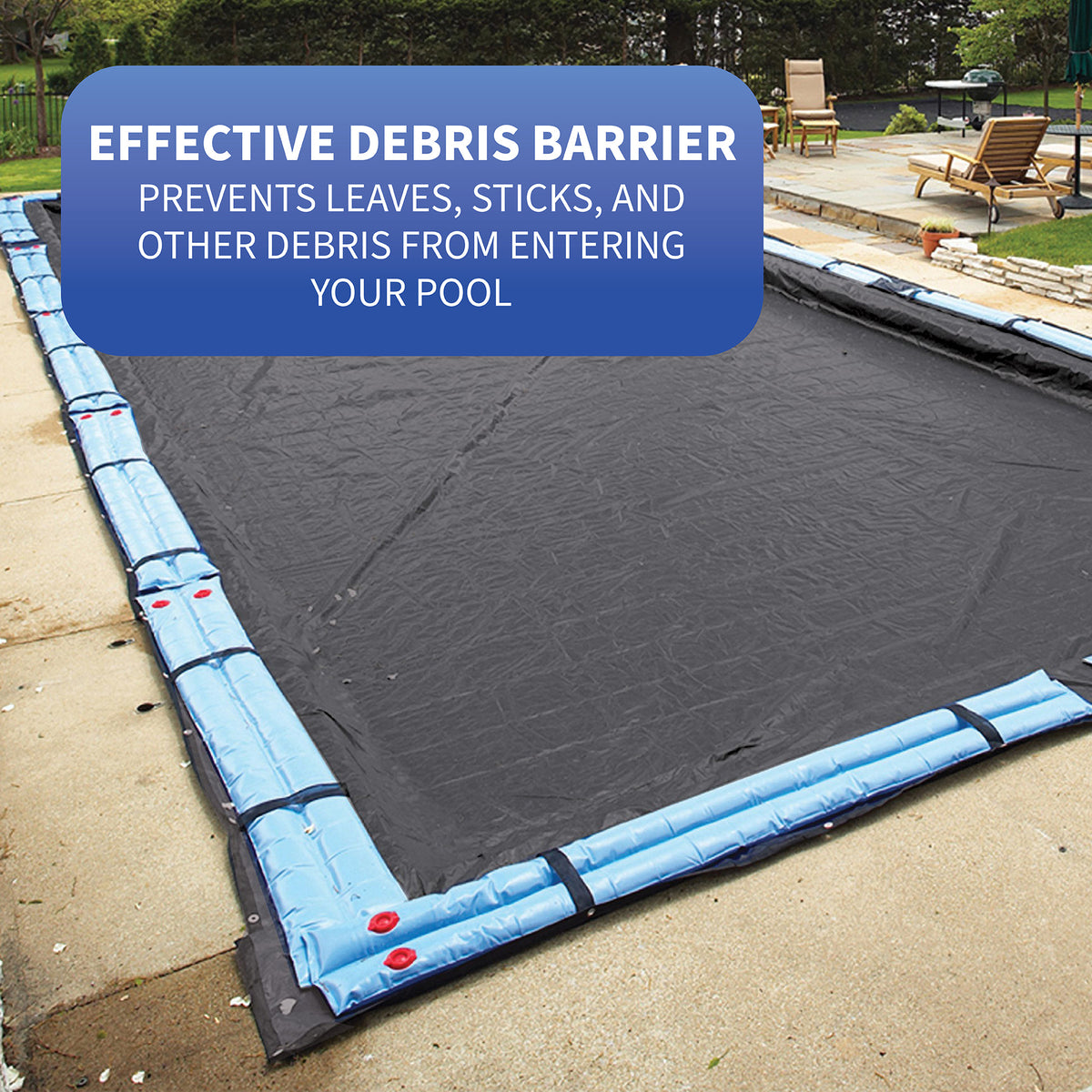Arctic Armor 10-Year 12' x 20' In-Ground Solid Winter Pool Cover, Gray, 5' Overlap, feature detail (image 6)