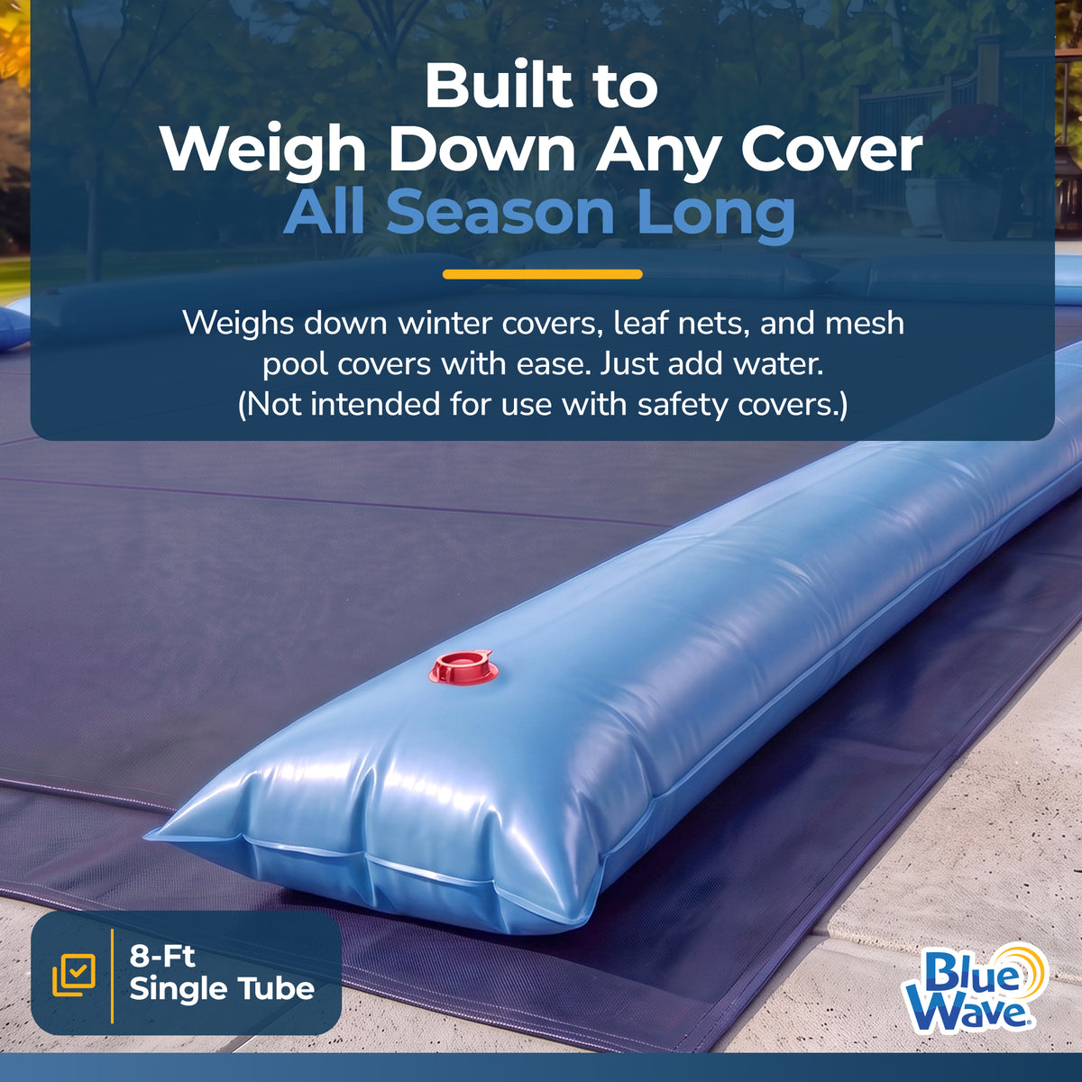 Blue Wave 8' Single Chamber Water Tube, Blue for In Ground Winter Covers, feature detail (image 2)