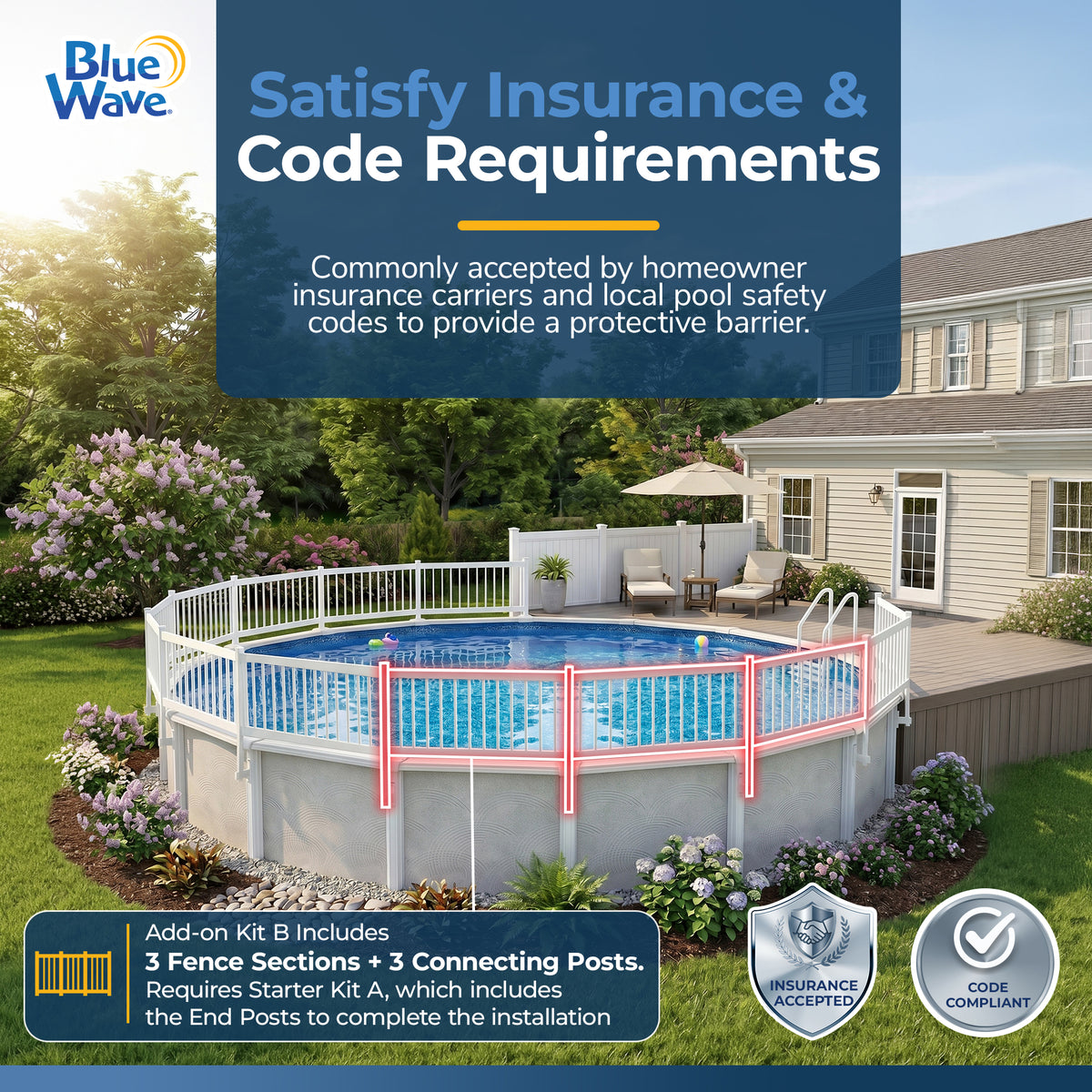 Above Ground Pool Fence Add-On Kit B (3 Sections), feature detail (image 2)
