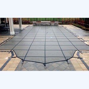 Latham 5000M 20' x 40' Rectangle w/ 4X8 Flush Side Step Mesh Pool Safety Cover, Green, CSGM204002