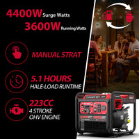 4400W/4000W Gasoline/Propane Duel Fuel Inverter Generator w/ CO Alert MB5040DC