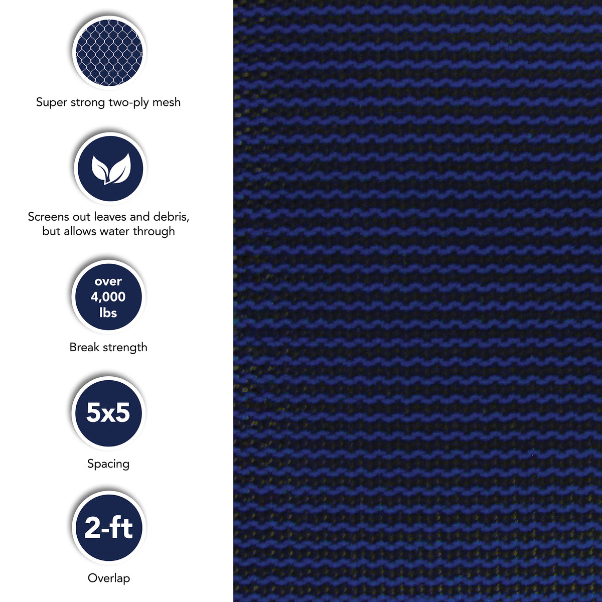 Arctic Armor 18' x 36' Rectangle w/ Center End Step Standard Mesh Pool Safety Cover, Blue, product image (image 4)