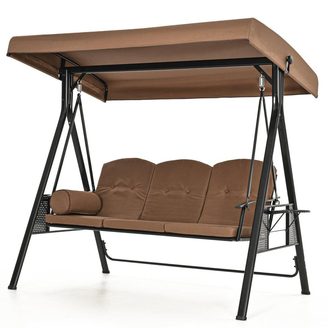 Pamapic 2-Seat Patio Swing Chair with Stand & Adjustable Canopy