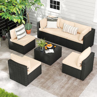 Pamapic 7-Piece Rattan Outdoor Sectional Sofa Set for Poolside, Backyard, Deck