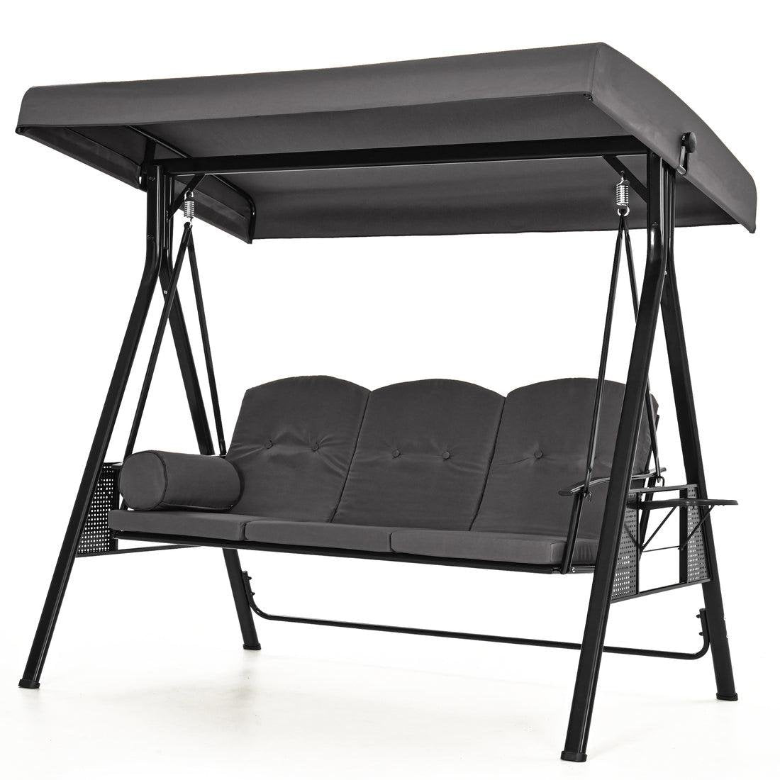 Pamapic 2-Seat Patio Swing Chair with Stand & Adjustable Canopy